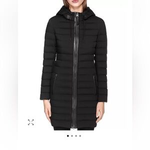 Mackage Calna black puffer goose down leather trim hooded